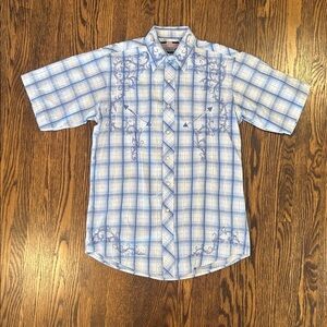 Vintage Y2K Panhandle Slim Embroidered Short Sleeve Snap Button Western Shirt